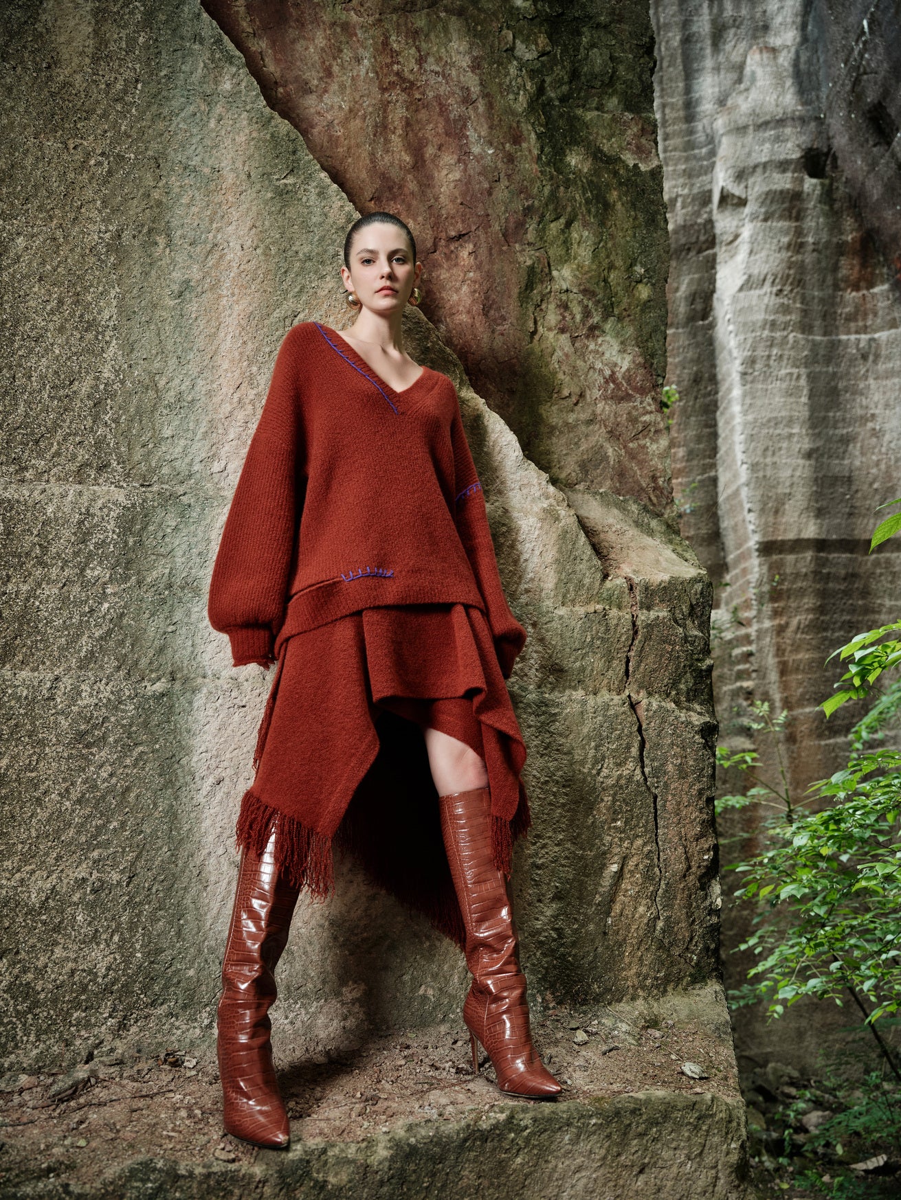 100% Cashmere Sweater - Rust Echo