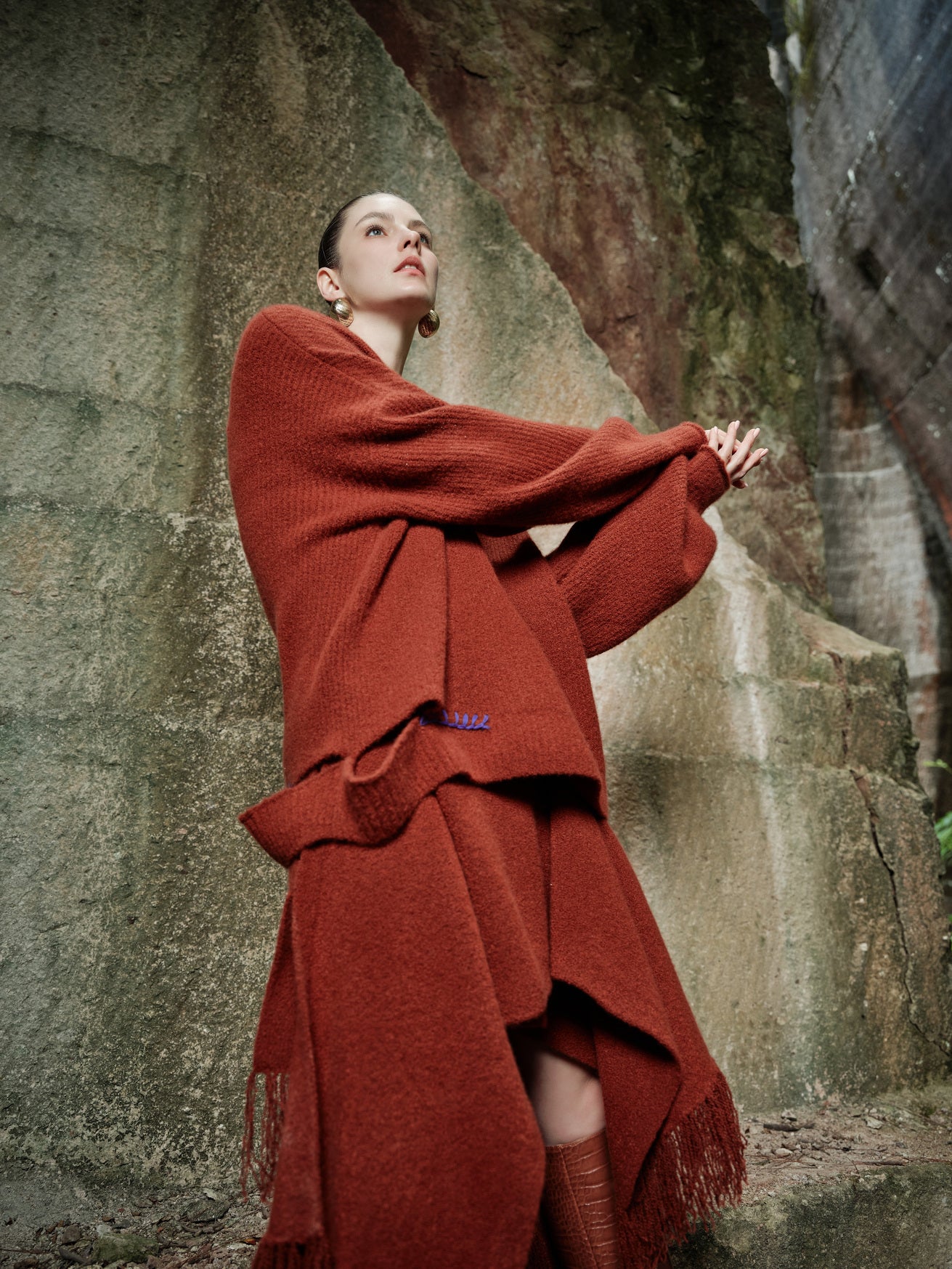 100% Cashmere Sweater - Rust Echo