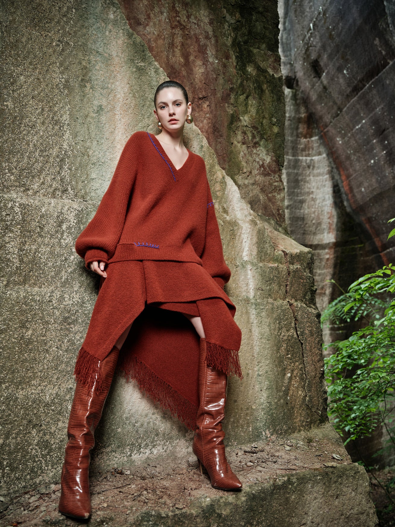 100% Cashmere Sweater - Rust Echo