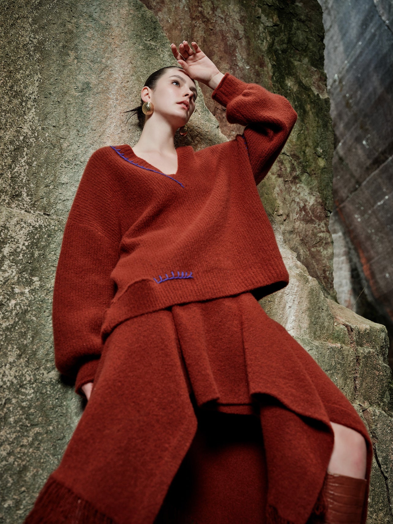 100% Cashmere Sweater - Rust Echo