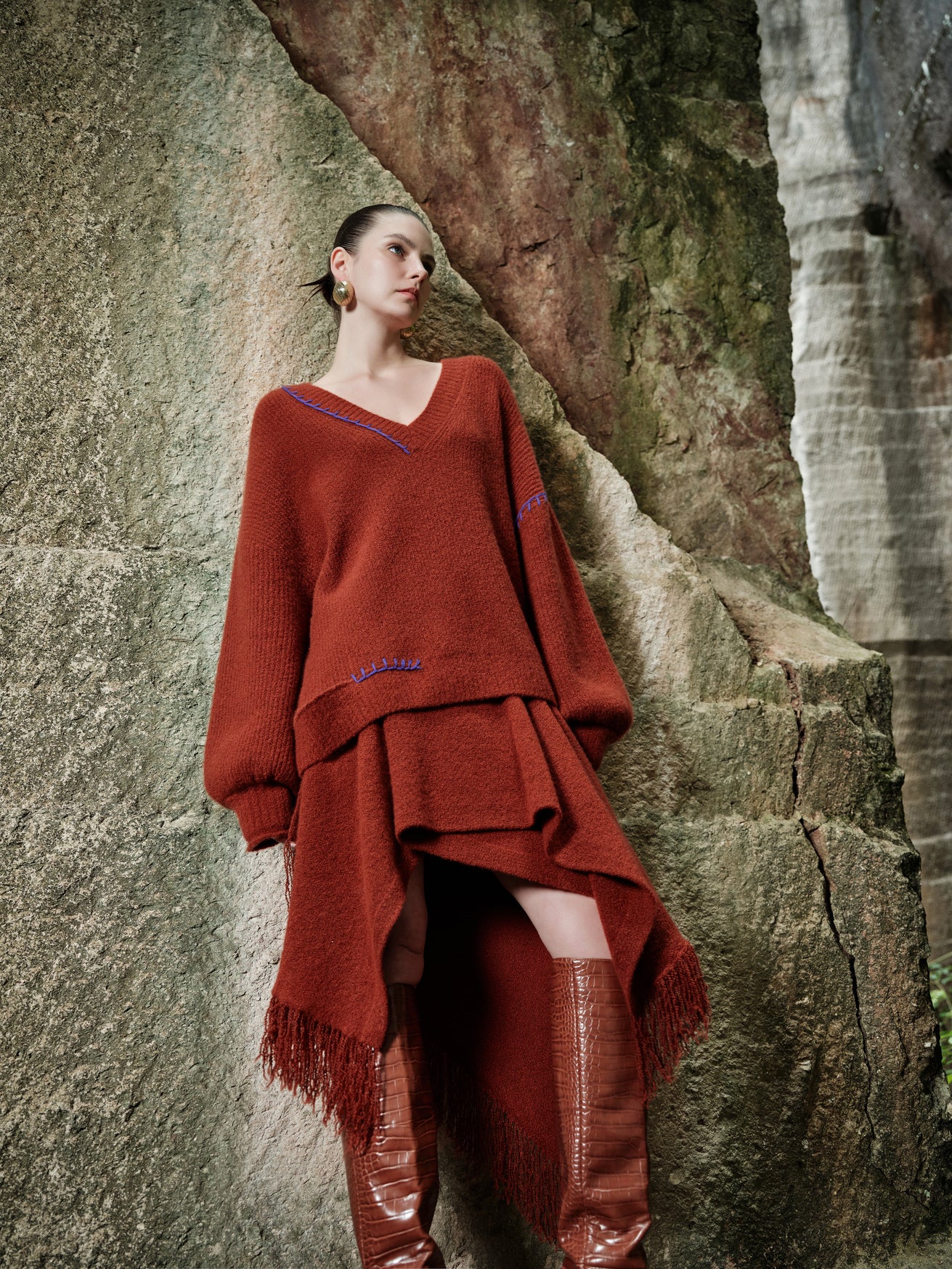 100% Cashmere Sweater - Rust Echo