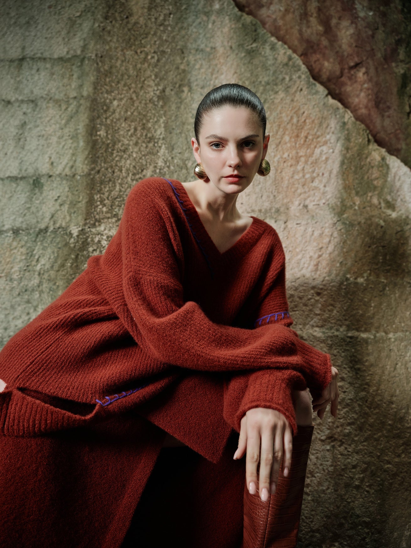 100% Cashmere Sweater - Rust Echo
